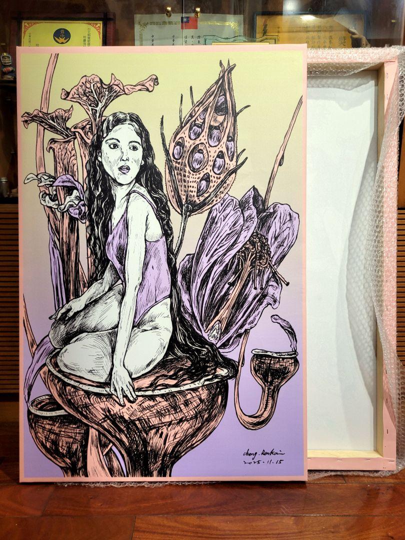 花叢女子1-油畫布無框複製畫(預購作品) 2