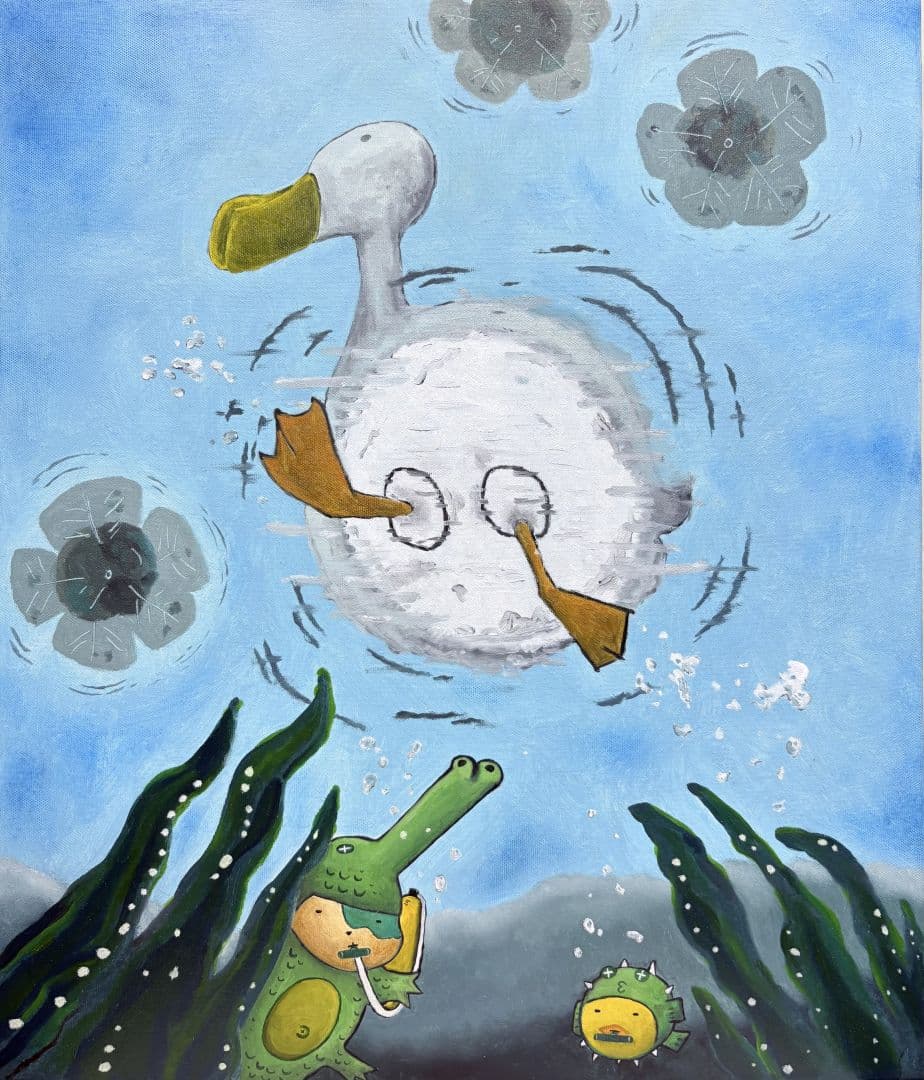 鴨子游水.鱷魚.河豚