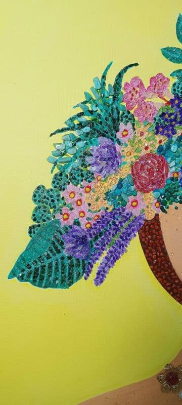 戴花帽的女仕-珠寶畫 Lady with floral hat 5