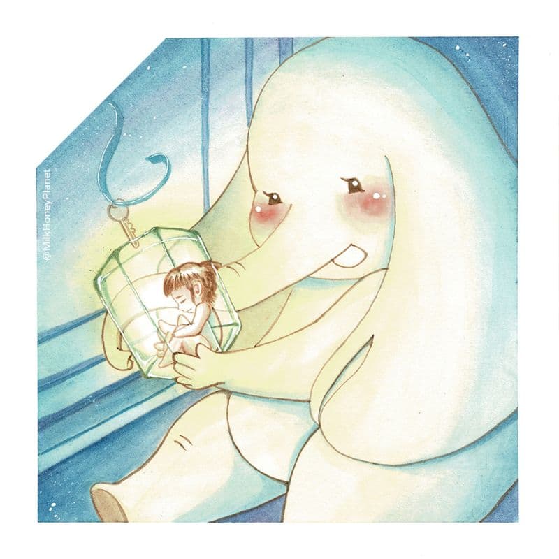 【 藝術微噴複製畫 】抱抱系列 - 一盞燈 1