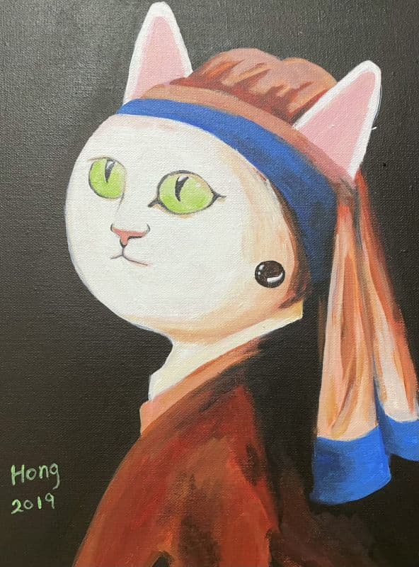 時光凝視:戴珍珠耳環的貓咪 Timeless gaze: Cat with a Pearl Earring,