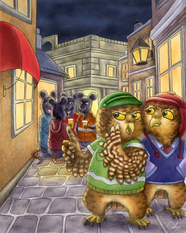 在角落竊竊私語的鵂鶹