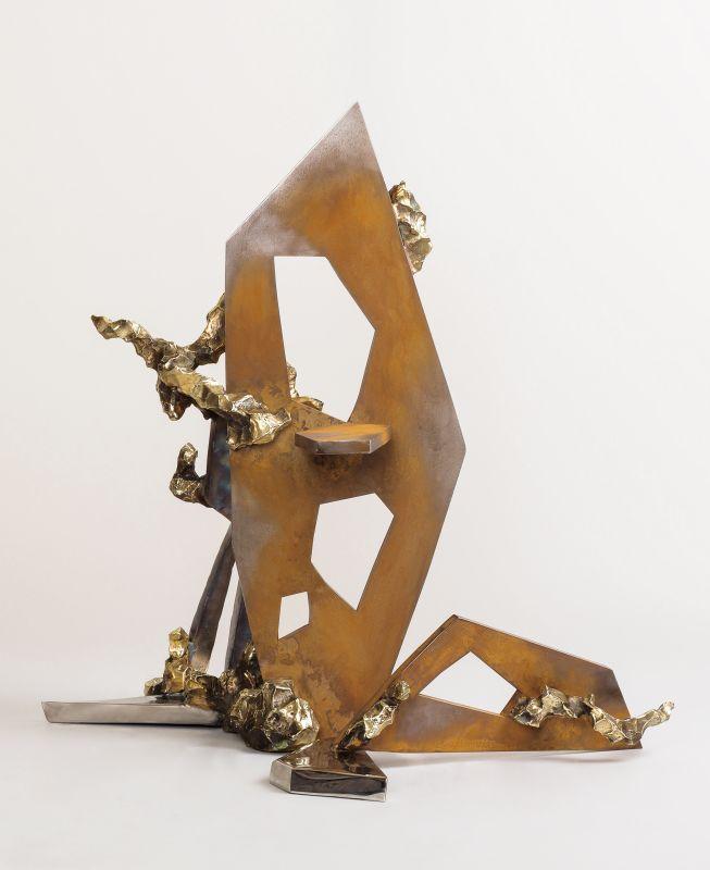 幾何系列/山巔水湄 /高51CM 長寬可變/ 不鏽鋼.耐候鋼.黃銅 3