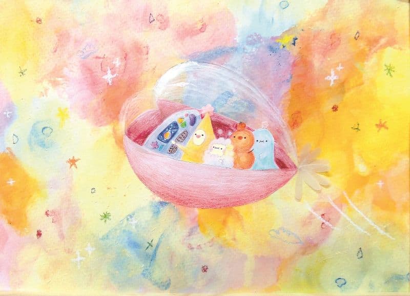 前往彩虹星球的愛心飛船