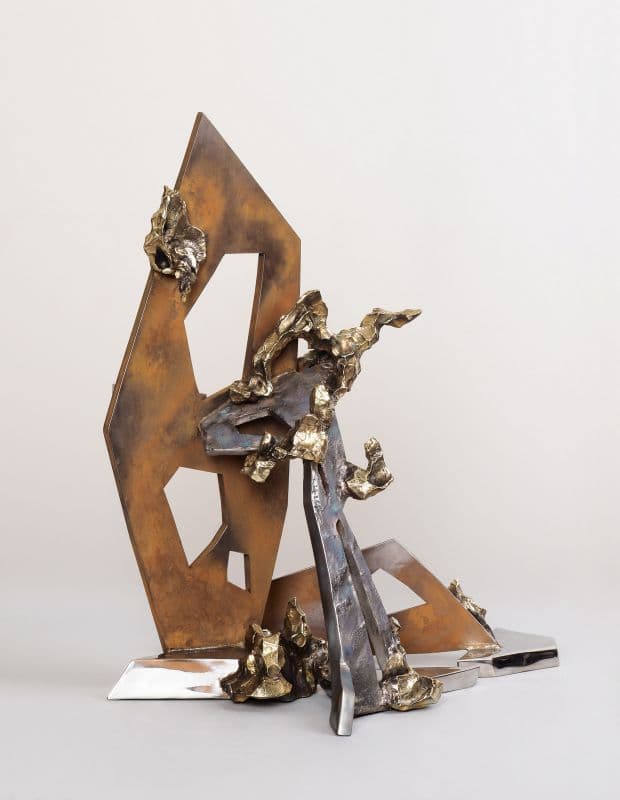 幾何系列/山巔水湄 /高51CM 長寬可變/ 不鏽鋼.耐候鋼.黃銅