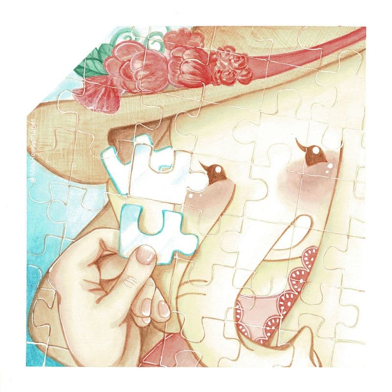 【 藝術微噴複製畫 】抱抱系列 - 最後一片拼圖