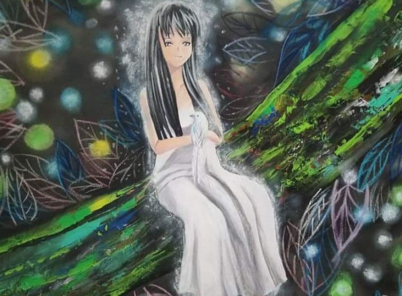 光彩般的樹林與少女