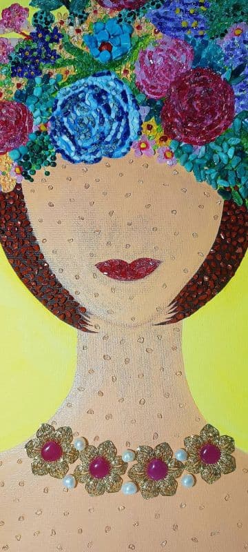 戴花帽的女仕-珠寶畫 Lady with floral hat 4