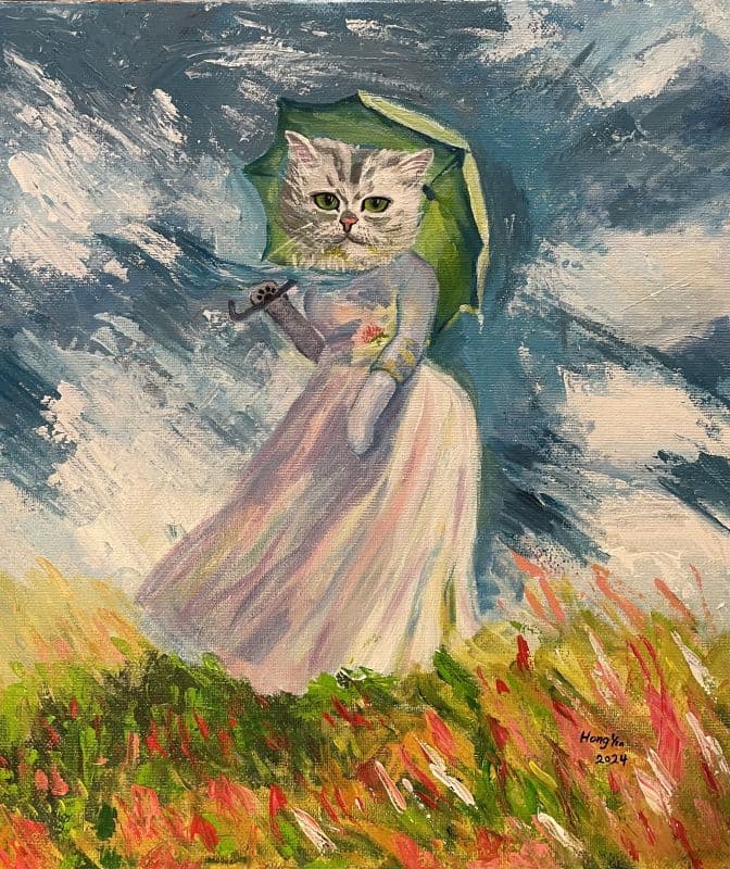 撐陽傘的貓咪 The Cat holding  a Parasol