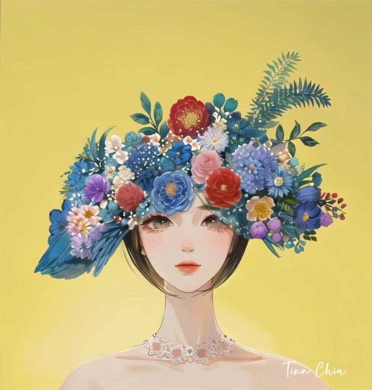 戴花帽的女士