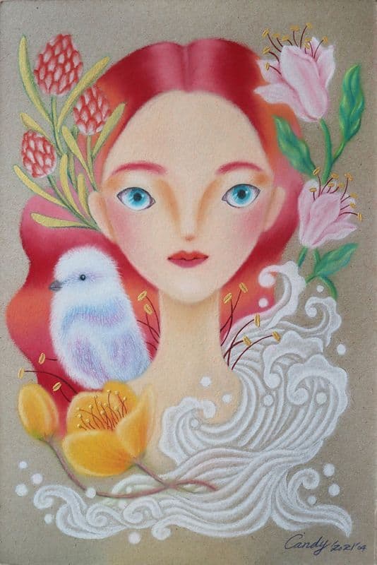 海浪與花一朵朵