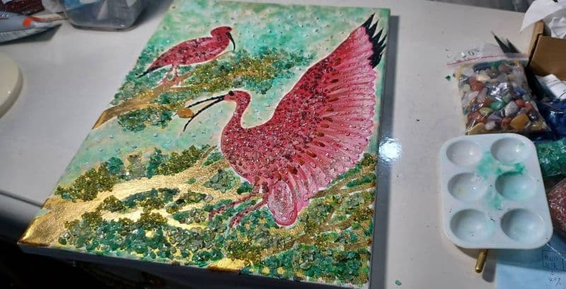 紅䴉賀囍_The Eudocimus ruber Congratulations (珠寶畫) 2