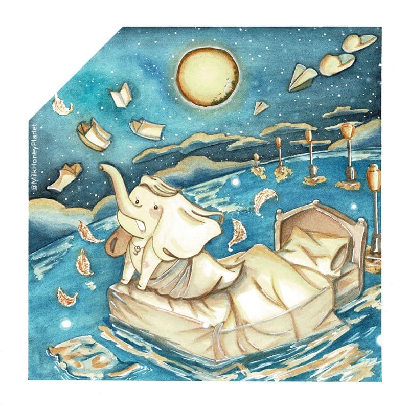 【 藝術微噴複製畫 】抱抱系列 - 美人魚晚安曲 1